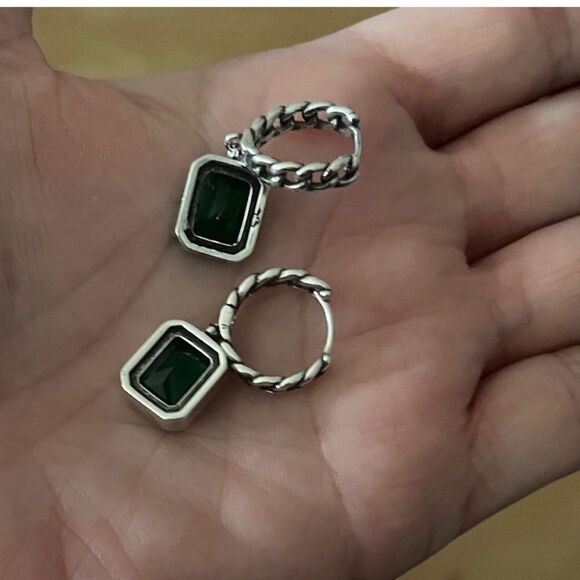 The Emerald Punk Rock drop earrings in 925 silver - Picture 11 of 11